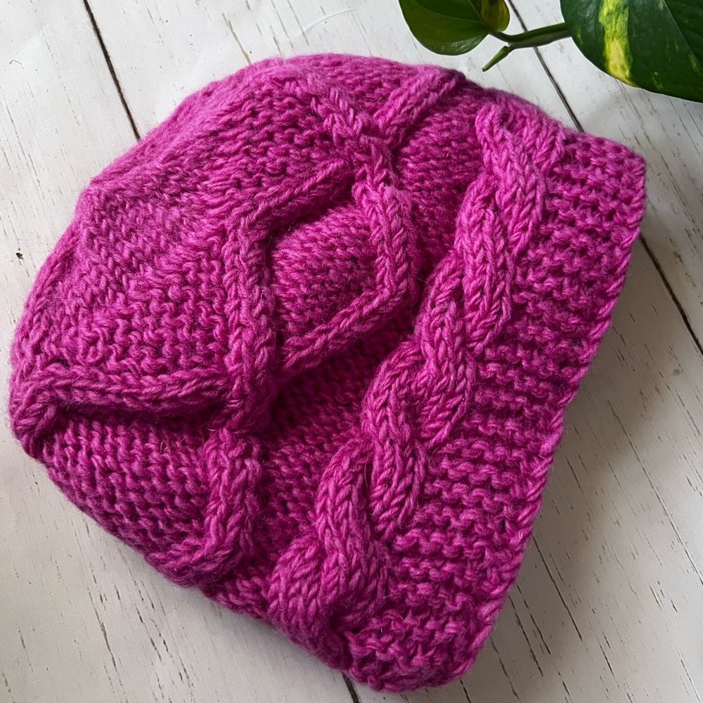 Chunky knit woolen beanie  Pink